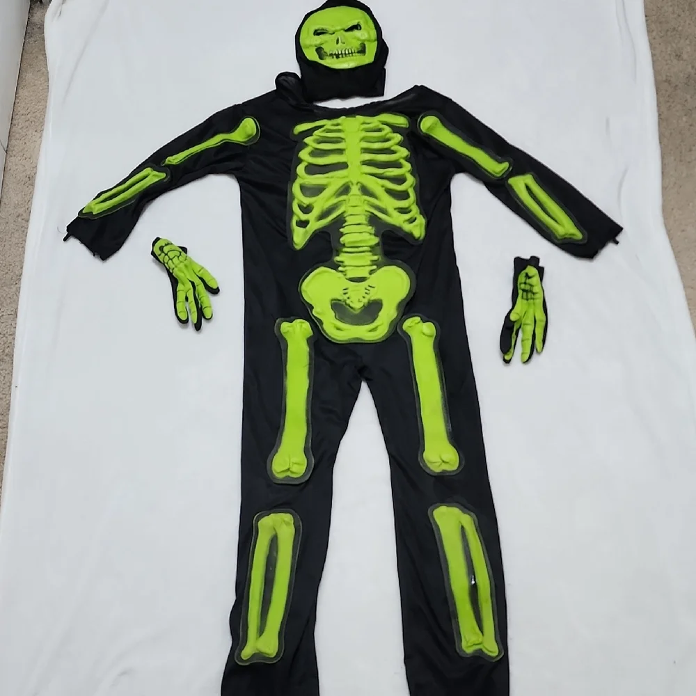 Glow-in-the-Dark Skeleton Kids Costume M 8-10